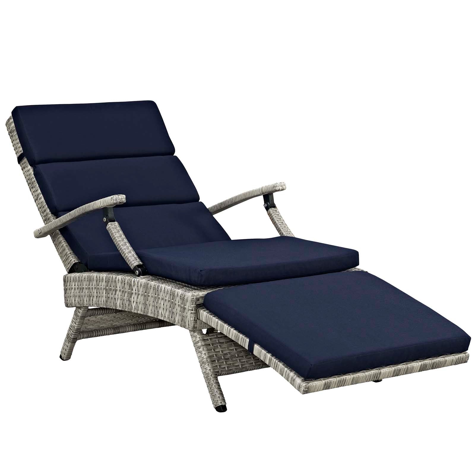 Modway Outdoor Loungers - Envisage Chaise Outdoor Patio Lounge Chair Light Gray & Navy