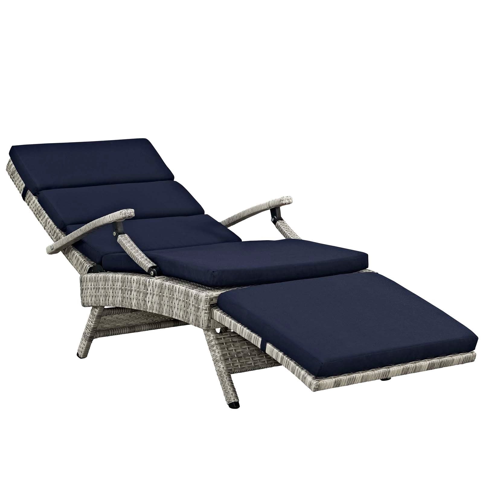 Modway Outdoor Loungers - Envisage Chaise Outdoor Patio Lounge Chair Light Gray & Navy