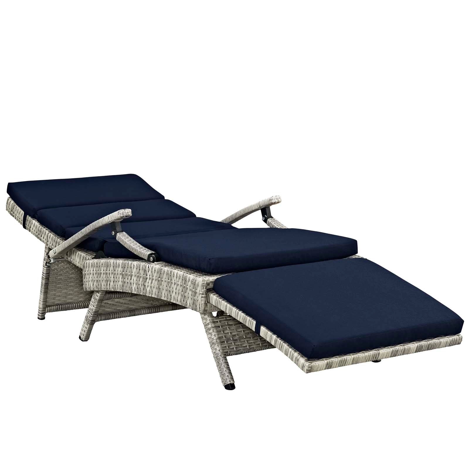 Modway Outdoor Loungers - Envisage Chaise Outdoor Patio Lounge Chair Light Gray & Navy