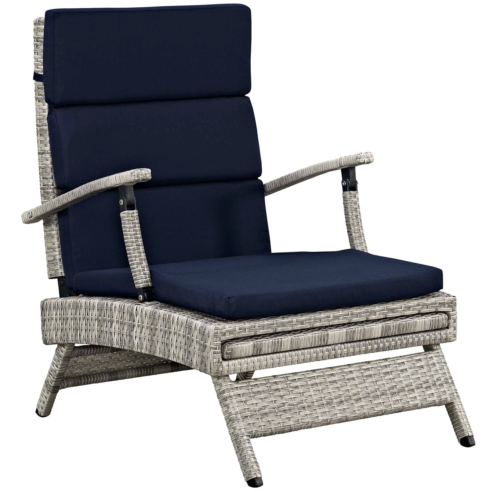 Modway Outdoor Loungers - Envisage Chaise Outdoor Patio Lounge Chair Light Gray & Navy