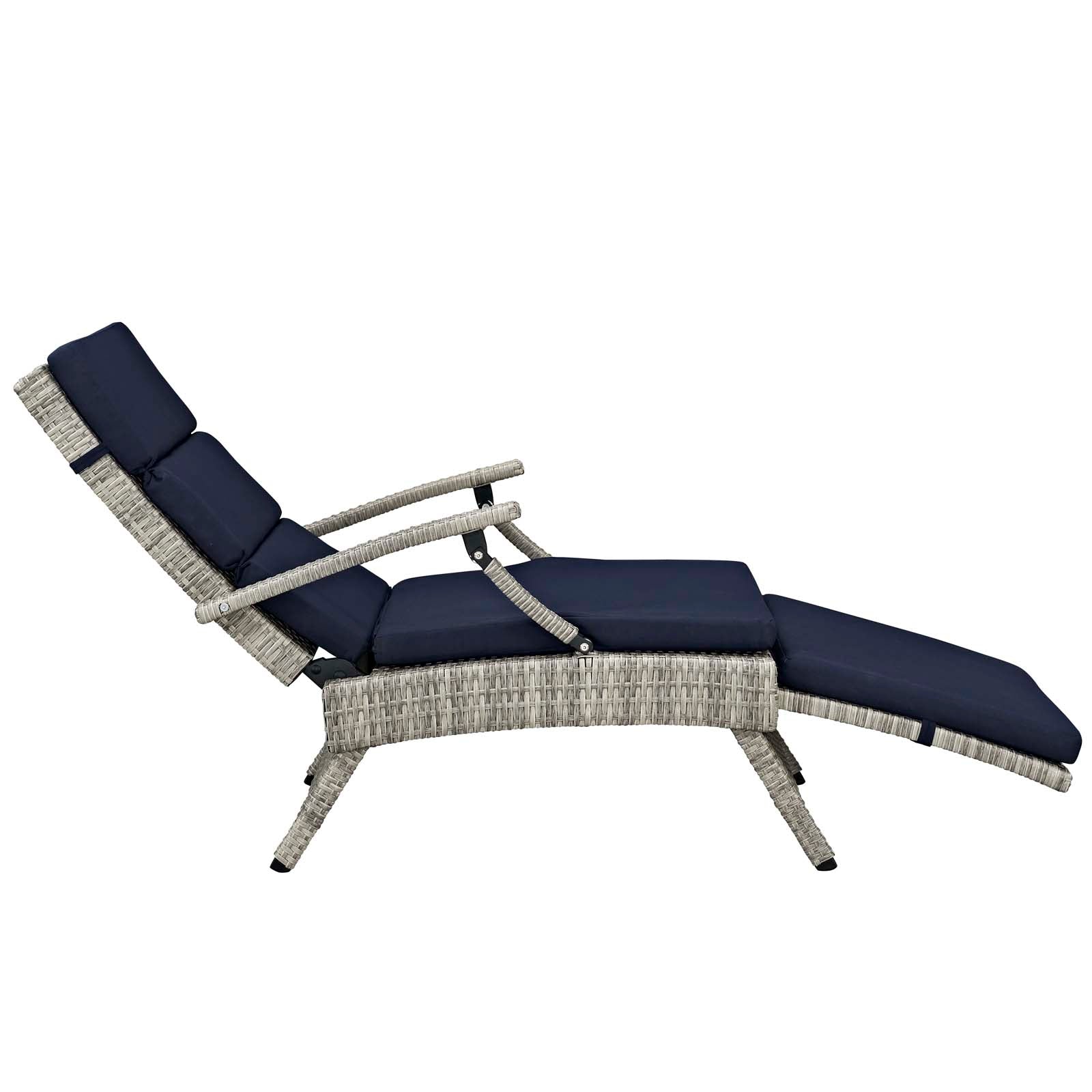 Modway Outdoor Loungers - Envisage Chaise Outdoor Patio Lounge Chair Light Gray & Navy