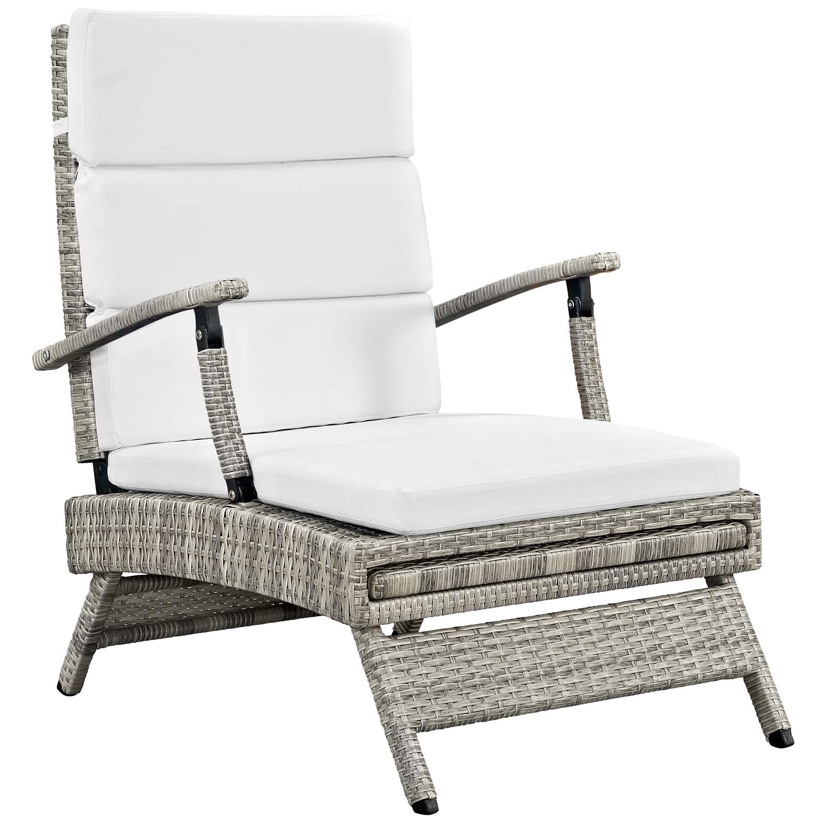 Modway Outdoor Loungers - Envisage Chaise Outdoor Patio Lounge Chair Light Gray & White