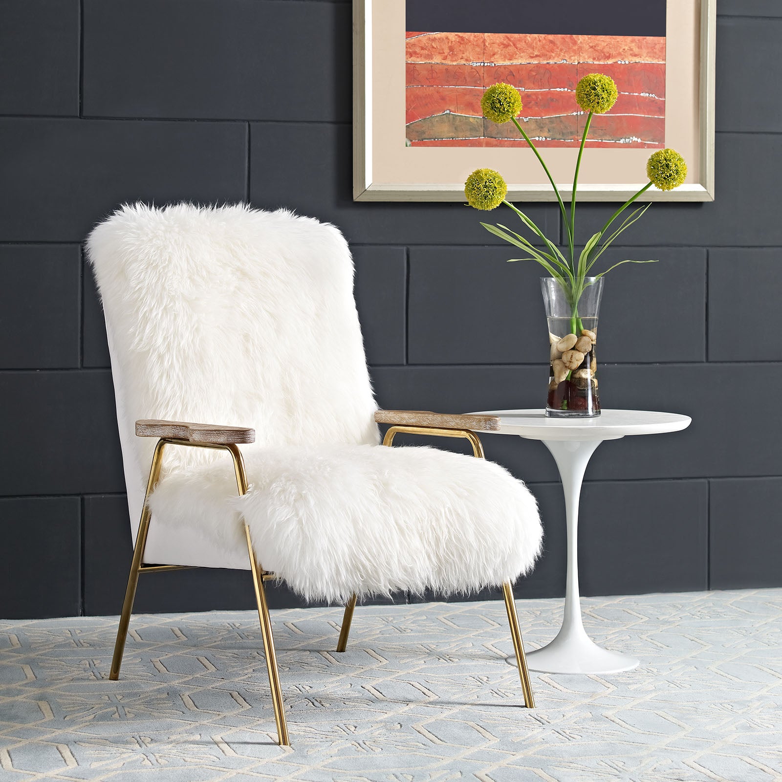 Sprint Sheepskin Armchair Brown White