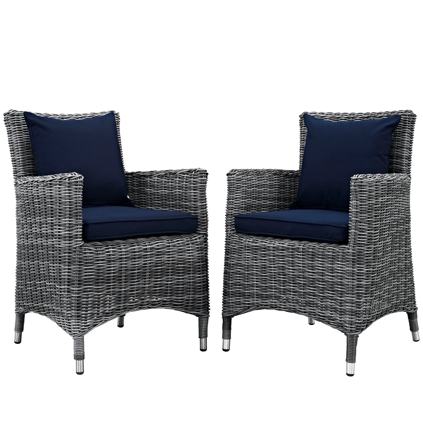 Summon 2 Piece Outdoor Patio Sunbrella Dining Set Canvas Navy