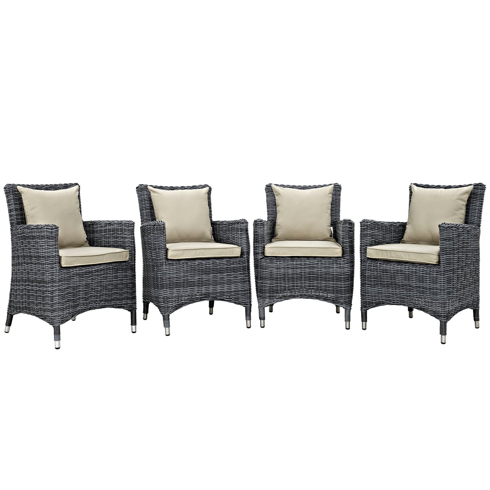 Summon 4 Piece Outdoor Patio Sunbrella Dining Set Antique Canvas Beige
