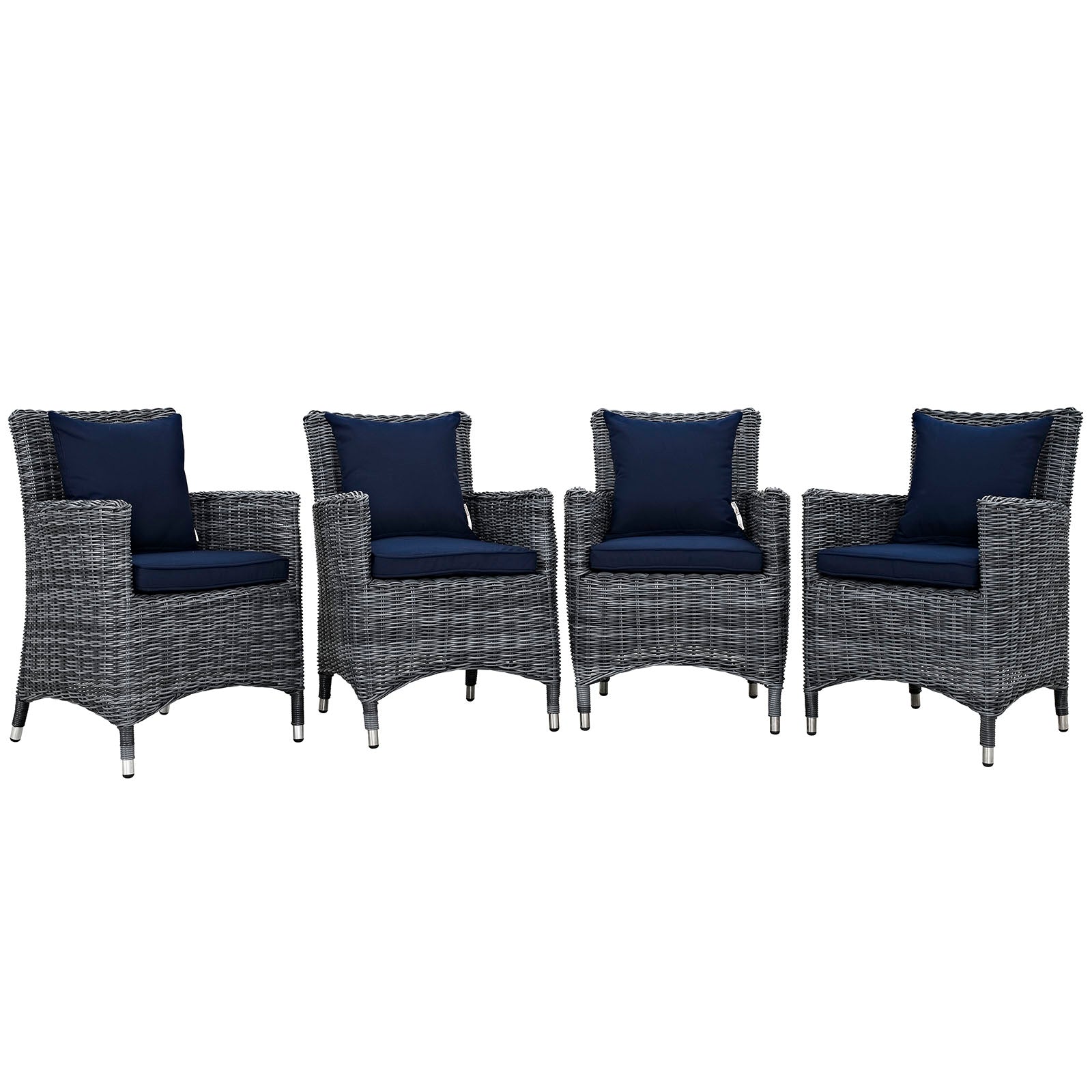 Modway Outdoor Dining Sets - Summon 4 Piece Outdoor Patio Sunbrella Dining Set Canvas Navy