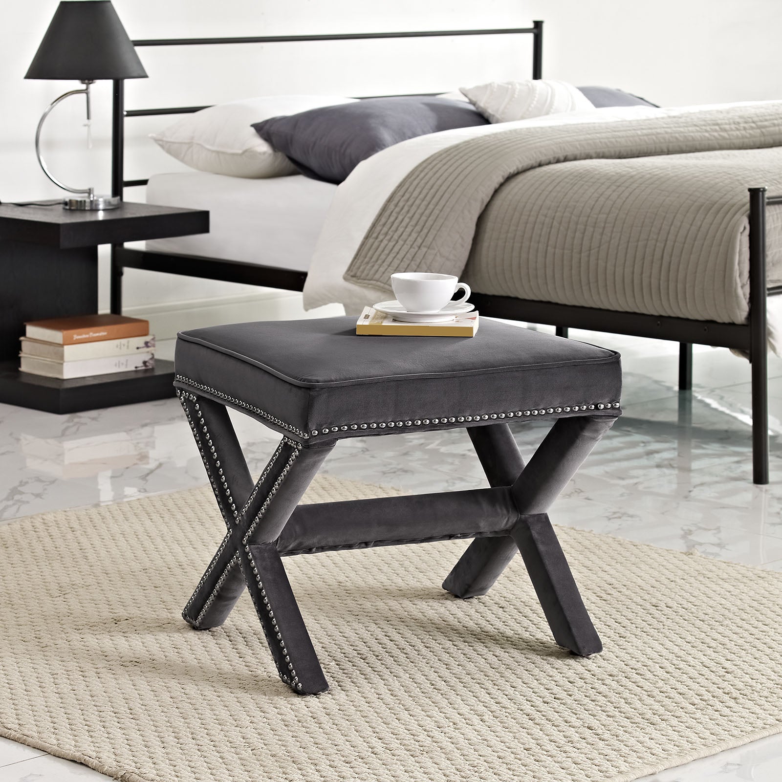Modway Ottomans & Stools - Rivet Bench Gray