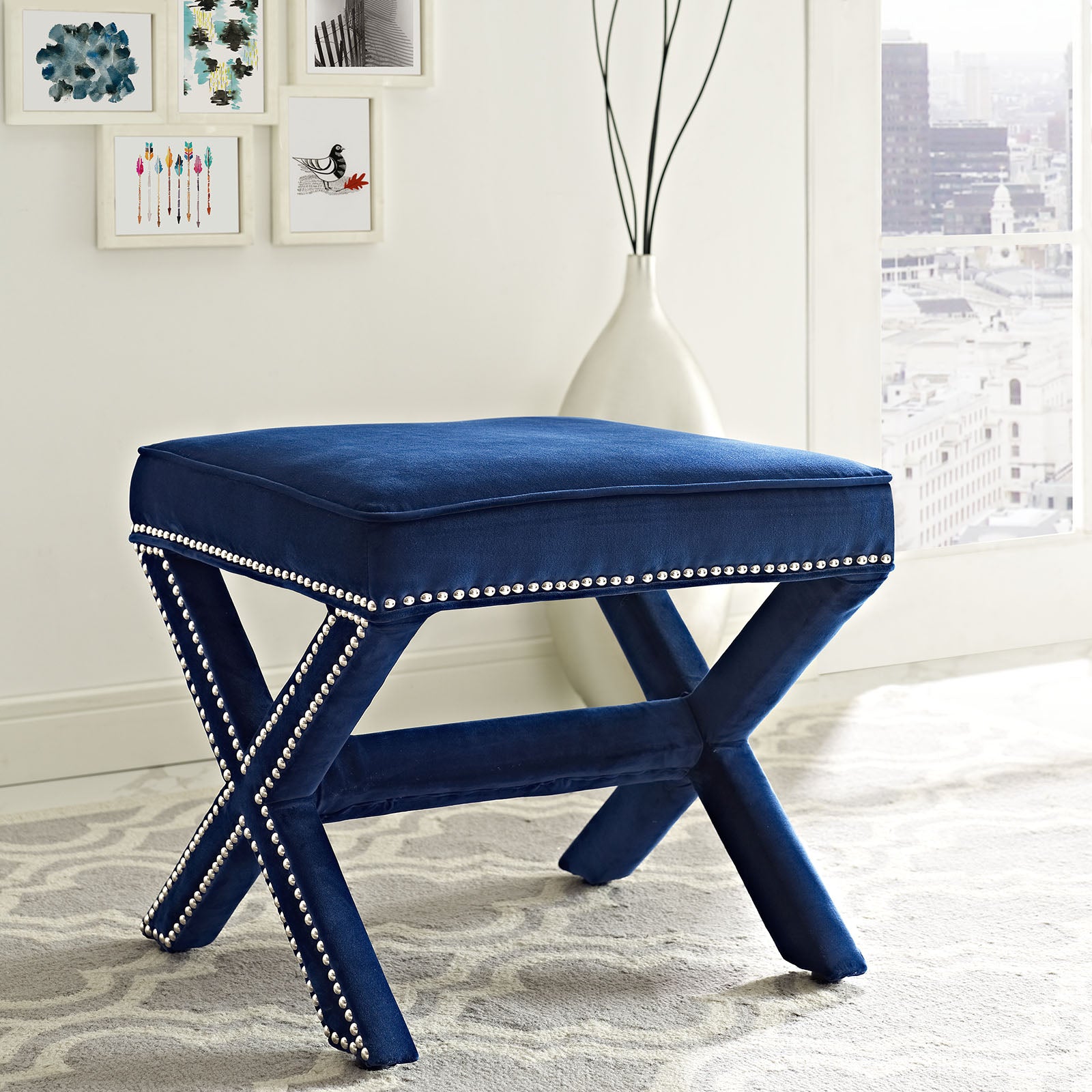 Modway Ottomans & Stools - Rivet Bench Navy
