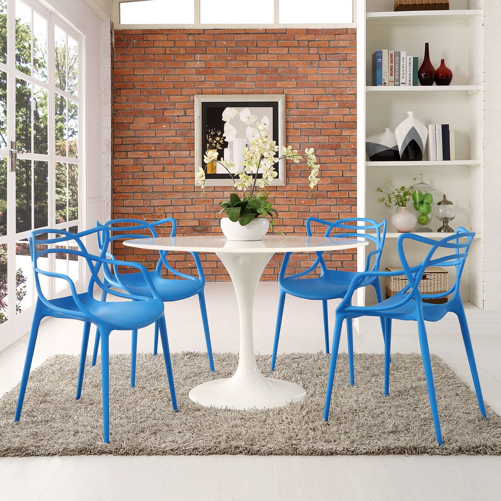 Modway Dining Chairs - EEI-2348-BLU-SET Entangled Dining Set Set of 4 Blue