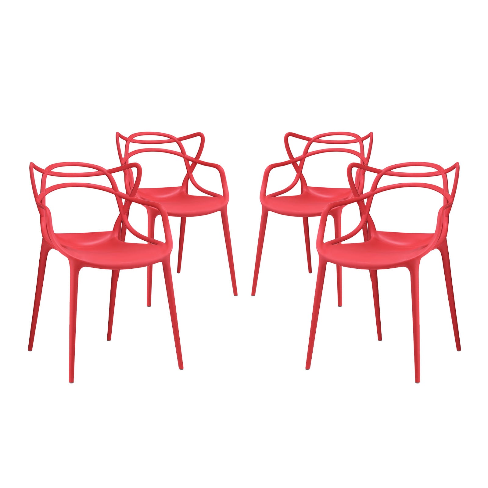Modway Dining Chairs - Entangled-Dining-Set-Set-of-4-Red