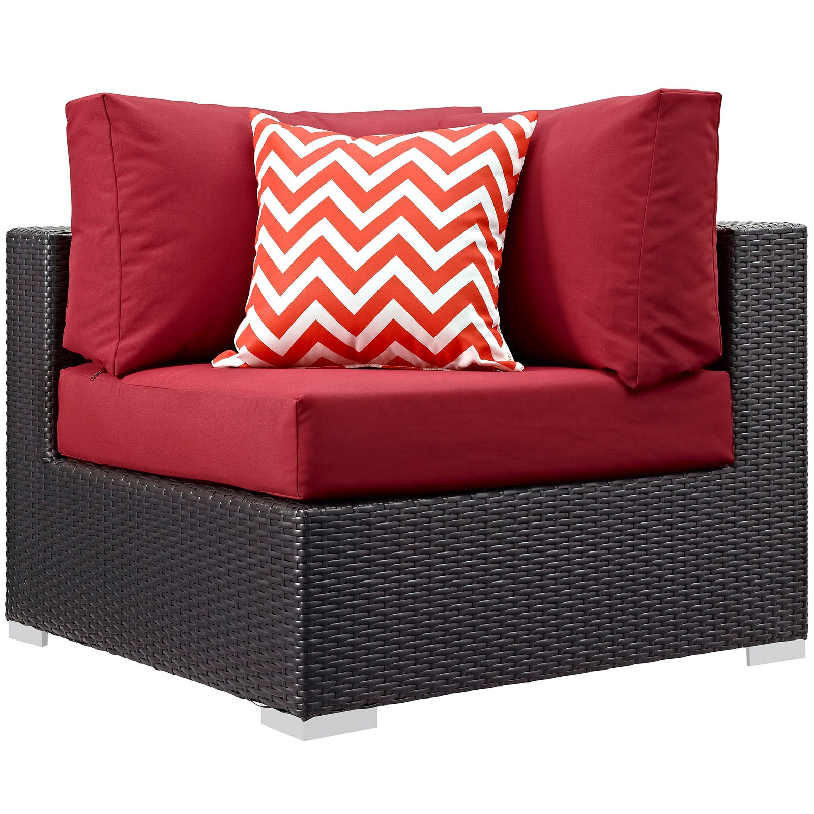 Modway Outdoor Conversation Sets - Convene 5 Piece Outdoor Sectional Set Espresso & Red