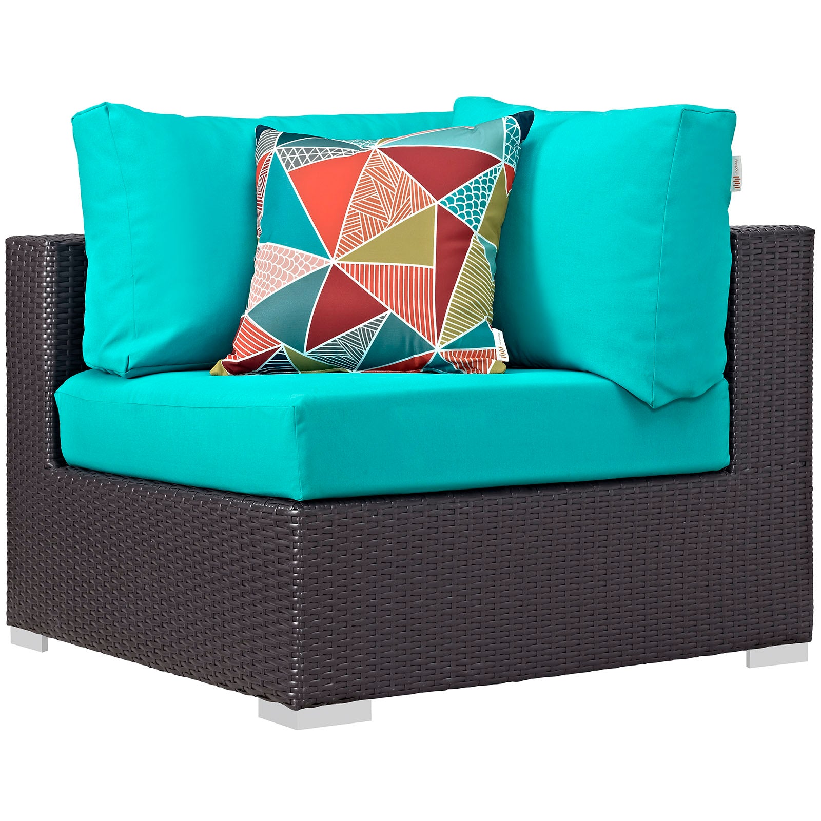 Modway Outdoor Conversation Sets - Convene 5-Piece Outdoor Patio Sectional Set Turquoise Expresso