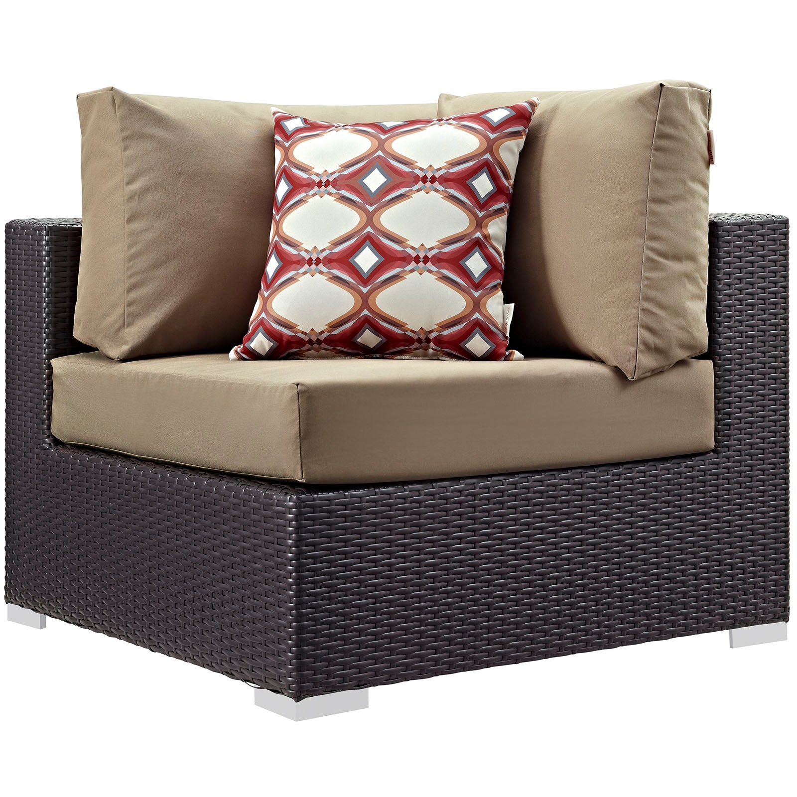 Modway Outdoor Conversation Sets - Convene 5 Piece Outdoor Patio 89.5" Sectional Set Espresso Mocha