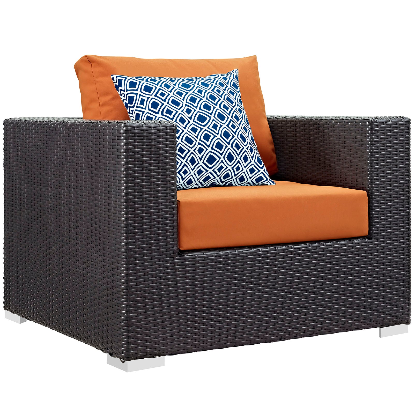 Modway Outdoor Conversation Sets - Convene 3 Piece Outdoor Patio Sofa Set Espresso & Orange