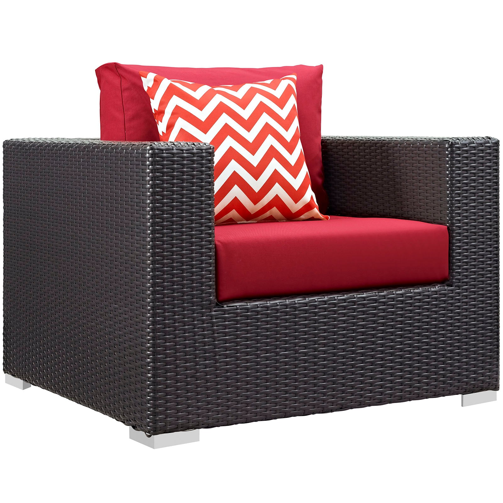 Modway Outdoor Conversation Sets - Convene 3 Piece Outdoor Patio Sofa Set Espresso in Red