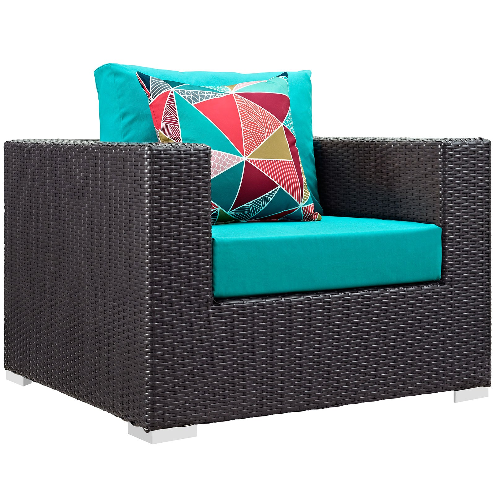 Modway Outdoor Conversation Sets - Convene 3 Piece Outdoor Sofa Set Espresso & Turquoise