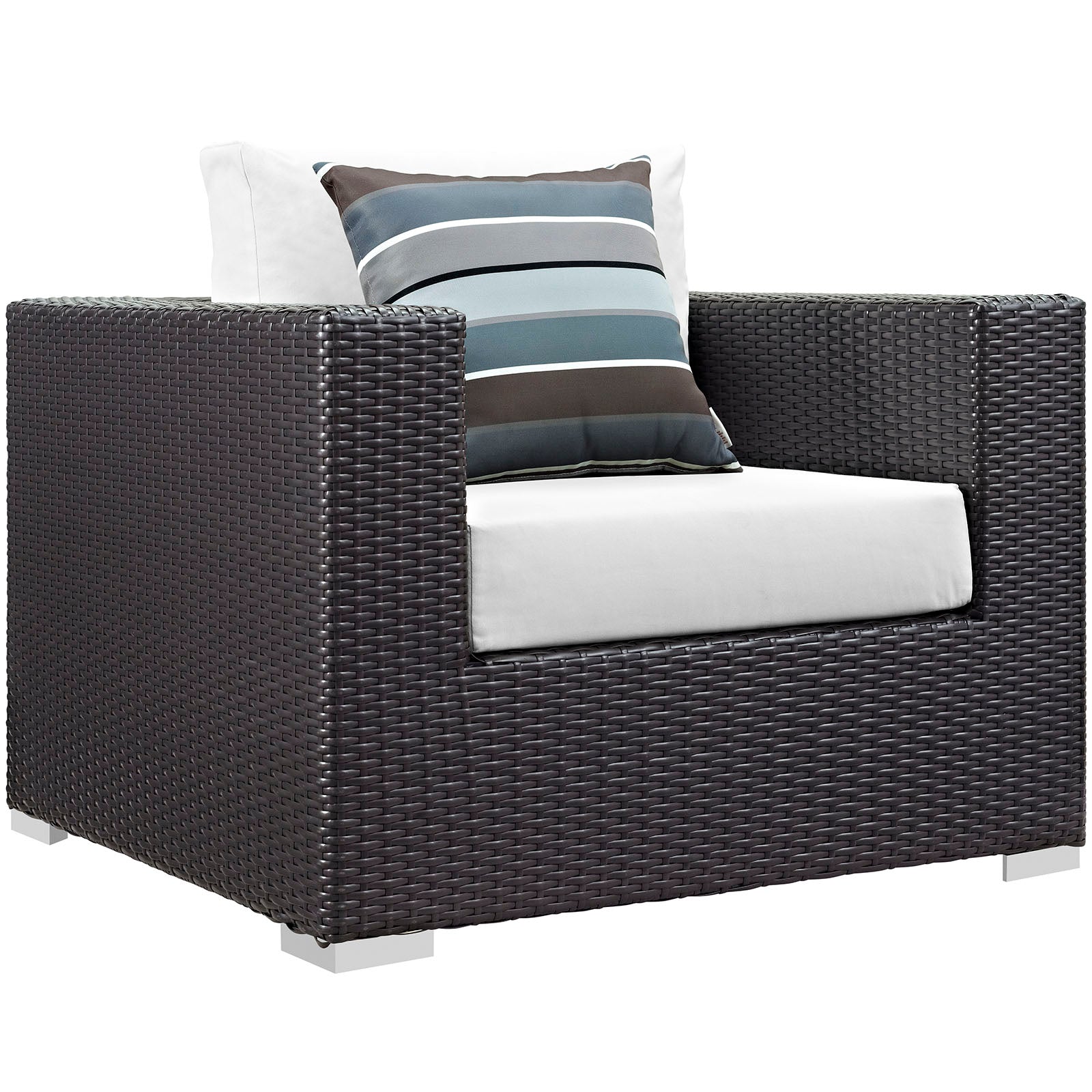 Modway Outdoor Conversation Sets - Convene 3 Piece Patio Sofa Set Espresso White