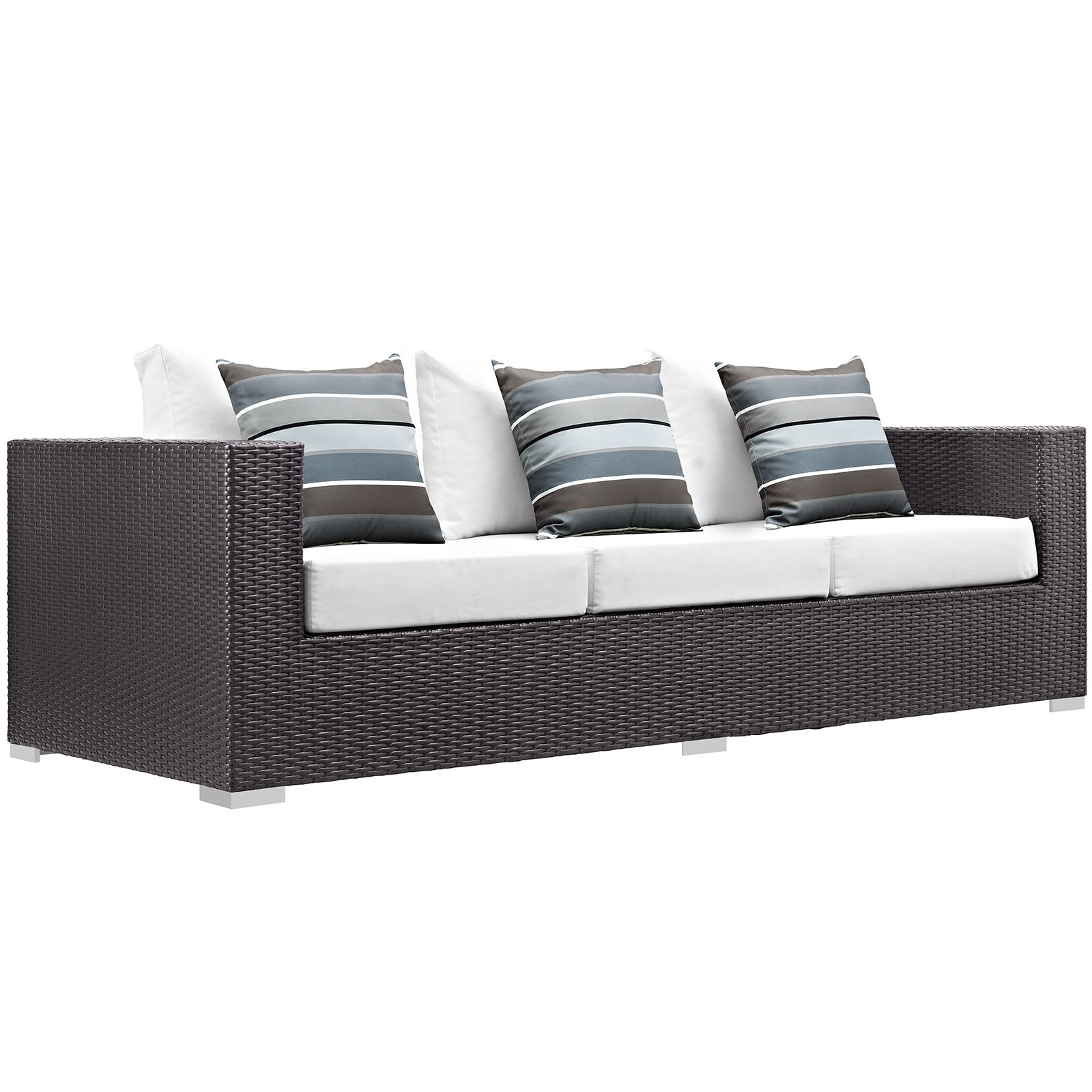 Modway Outdoor Conversation Sets - Convene 3 Piece Outdoor Patio Sofa Set Espresso & White