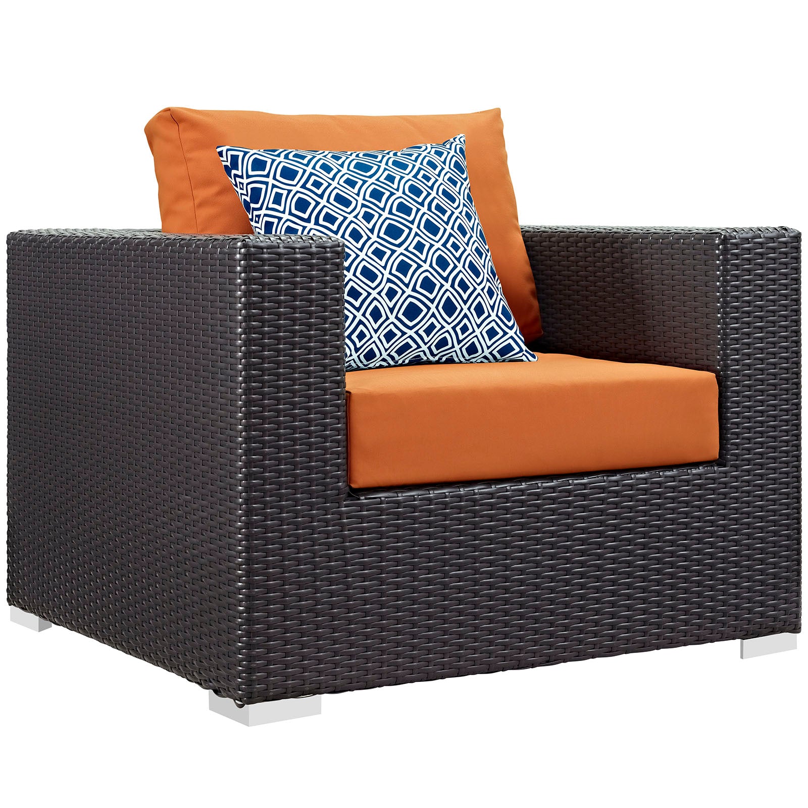 Modway Outdoor Conversation Sets - Convene 8 Piece Outdoor 99"W Patio Sectional Set Espresso Orange