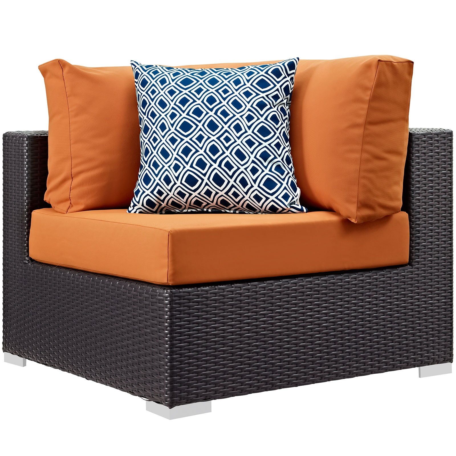 Modway Outdoor Conversation Sets - Convene 8 Piece Outdoor 99"W Patio Sectional Set Espresso Orange