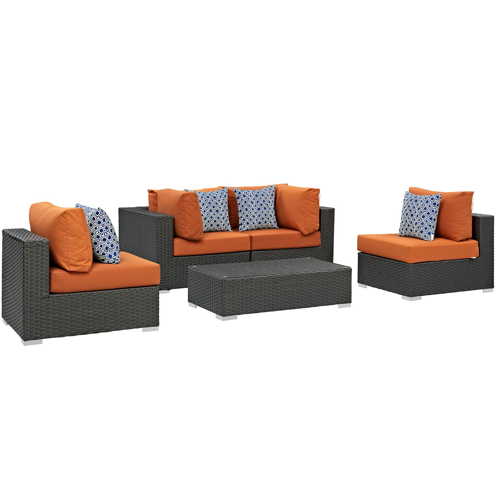 Modway Outdoor Conversation Sets - Sojourn Piece Outdoor Patio Sunbrella Sectional Set 5 Canvas Tuscan