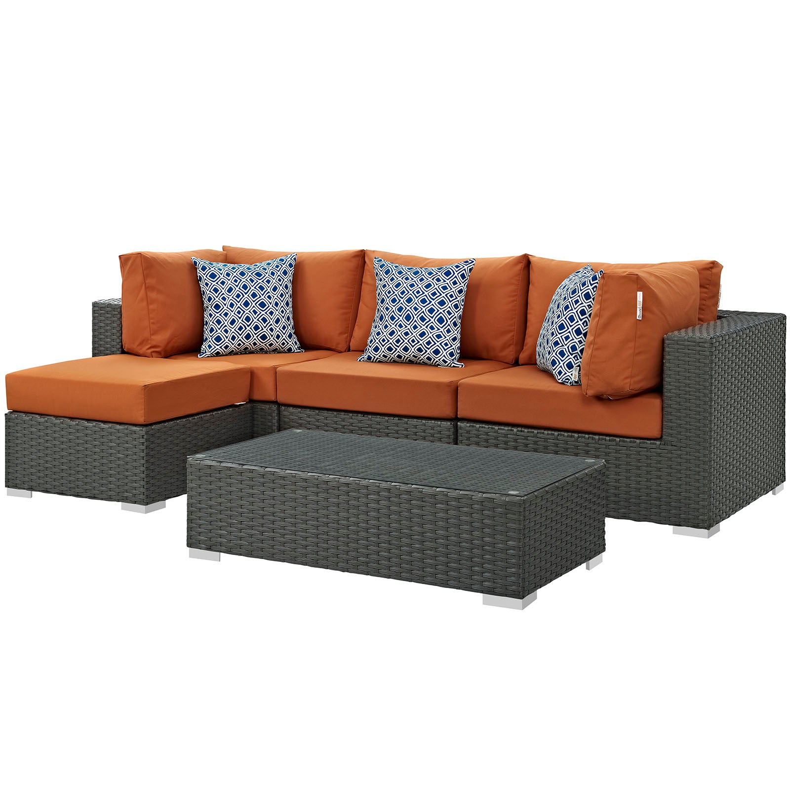 Modway Outdoor Conversation Sets - Sojourn 5 Piece Outdoor Patio Sectional Set Canvas Tuscan