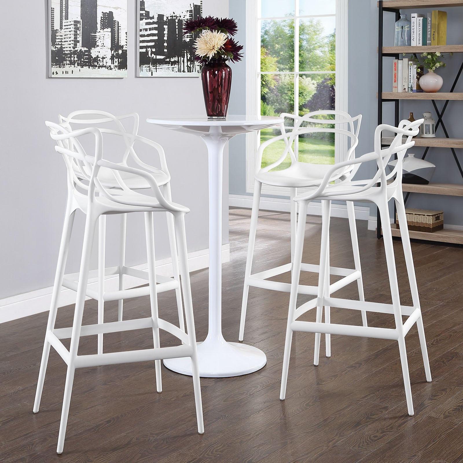 Modway Dining Chairs - Entangled Bar Stool (Set of 4) White