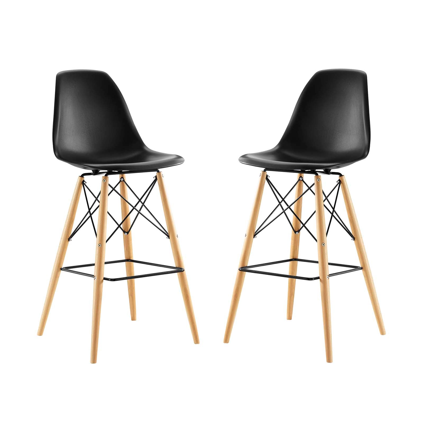 Modway Barstools - Pyramid Dining Side Bar Stool ( Set Of 2 ) Black