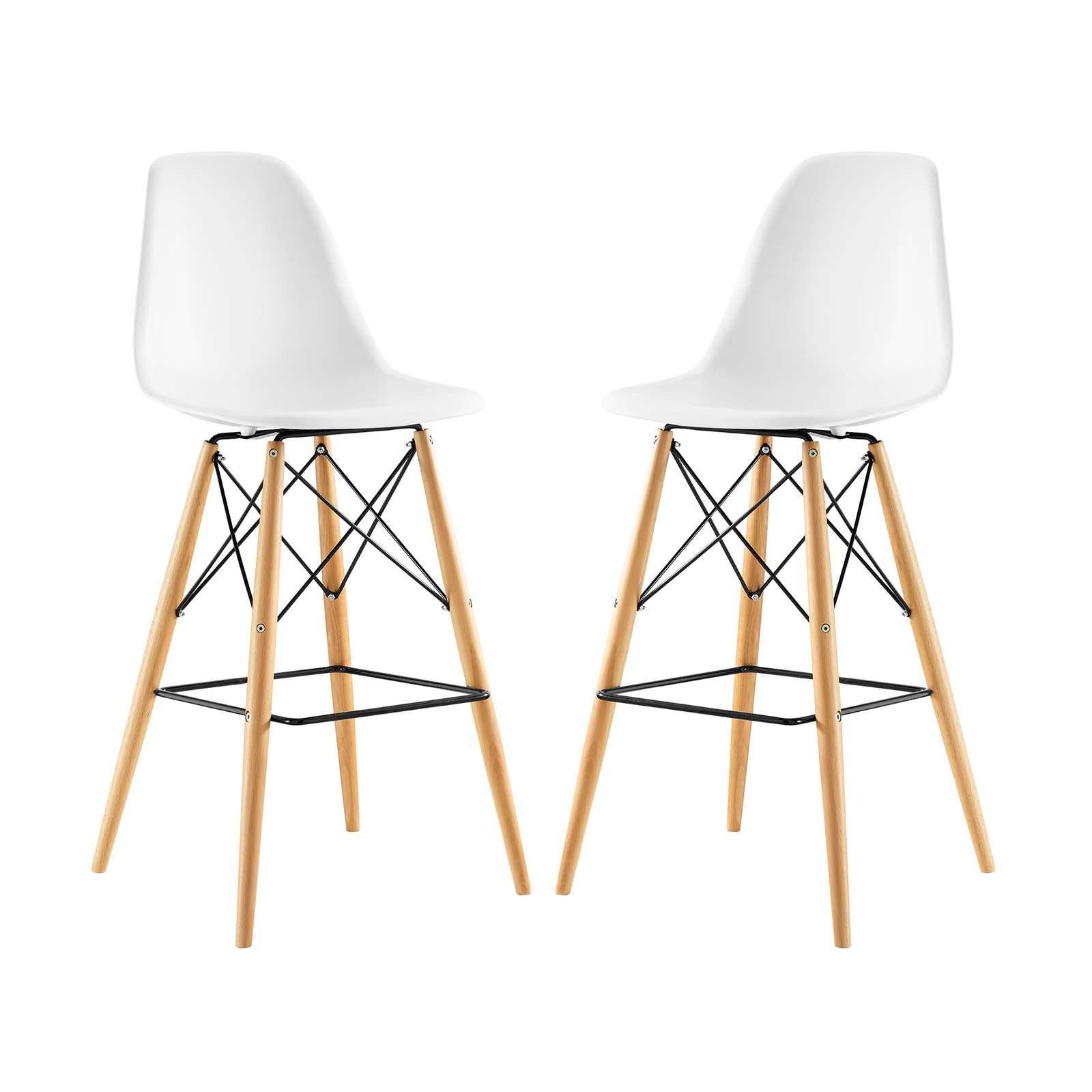 Modway Barstools - Pyramid Dining Side Bar Stool ( Set of 2 ) White