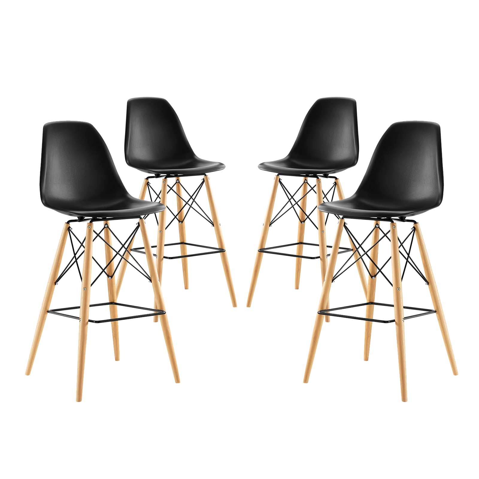 Modway Barstools - Pyramid Dining Side Bar Stool ( Set Of 4 ) Black