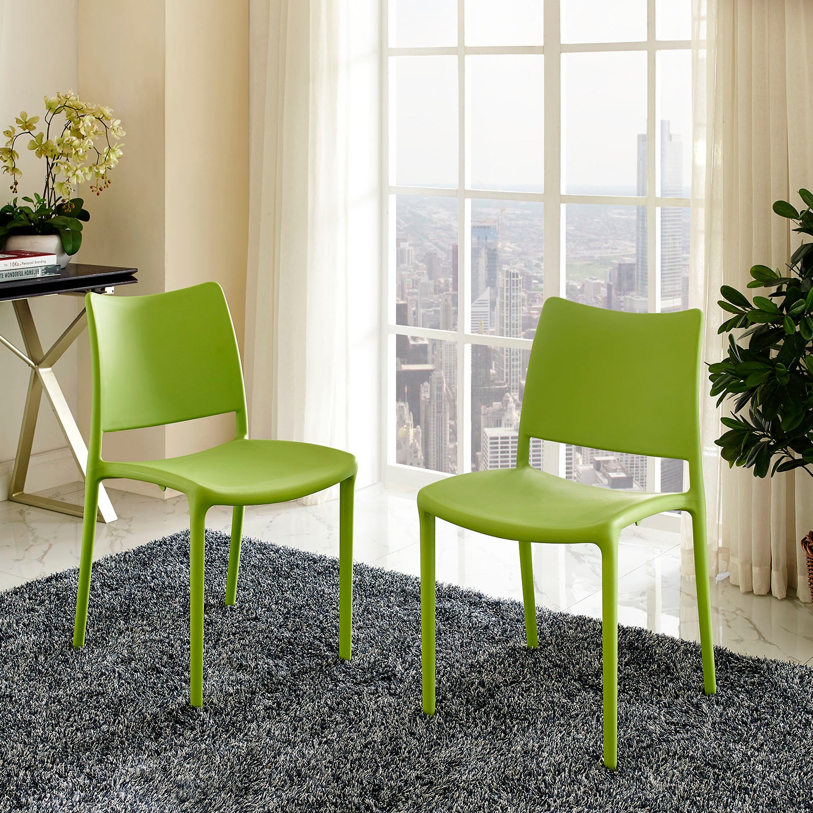 Modway Dining Chairs - Hipster-Dining-Side-Chair-Set-of-2-Green
