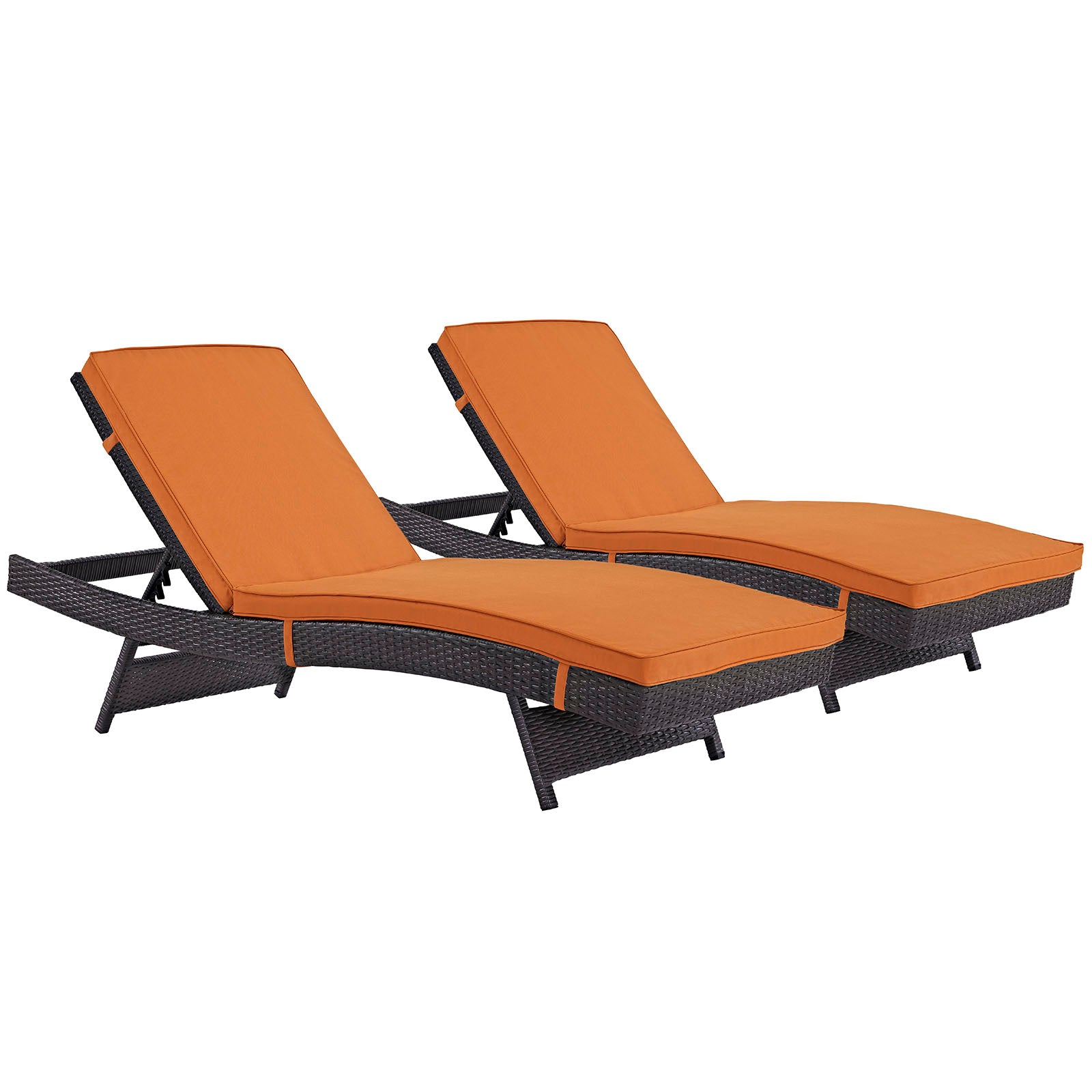 Modway Outdoor Loungers - Convene Chaise Outdoor Patio Set of 2 Espresso Orange