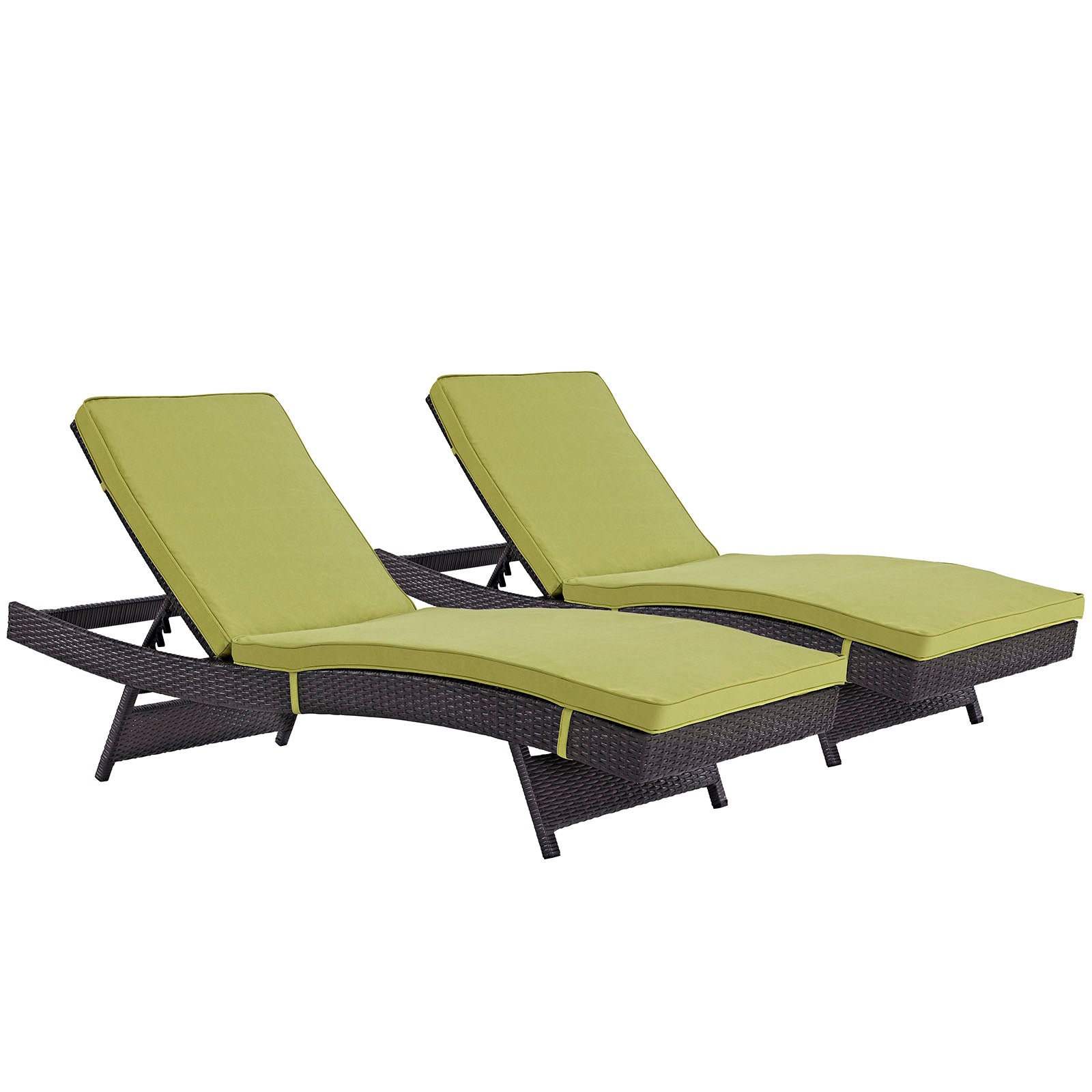 Modway Outdoor Loungers - Convene Chaise Outdoor Patio Set of 2 Espresso Peridot