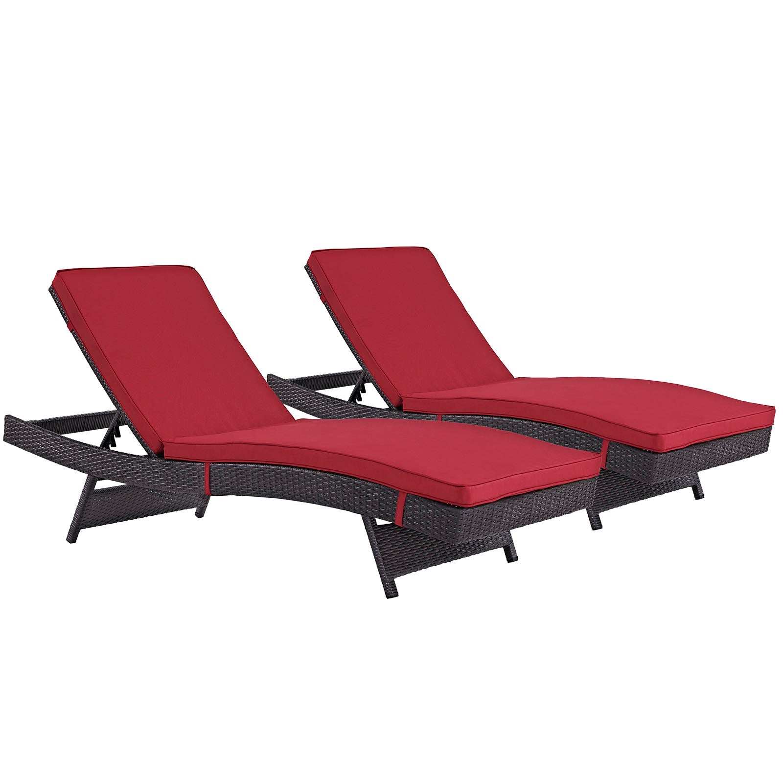 Modway Outdoor Loungers - Convene Chaise Outdoor Patio Set of 2 Espresso Red