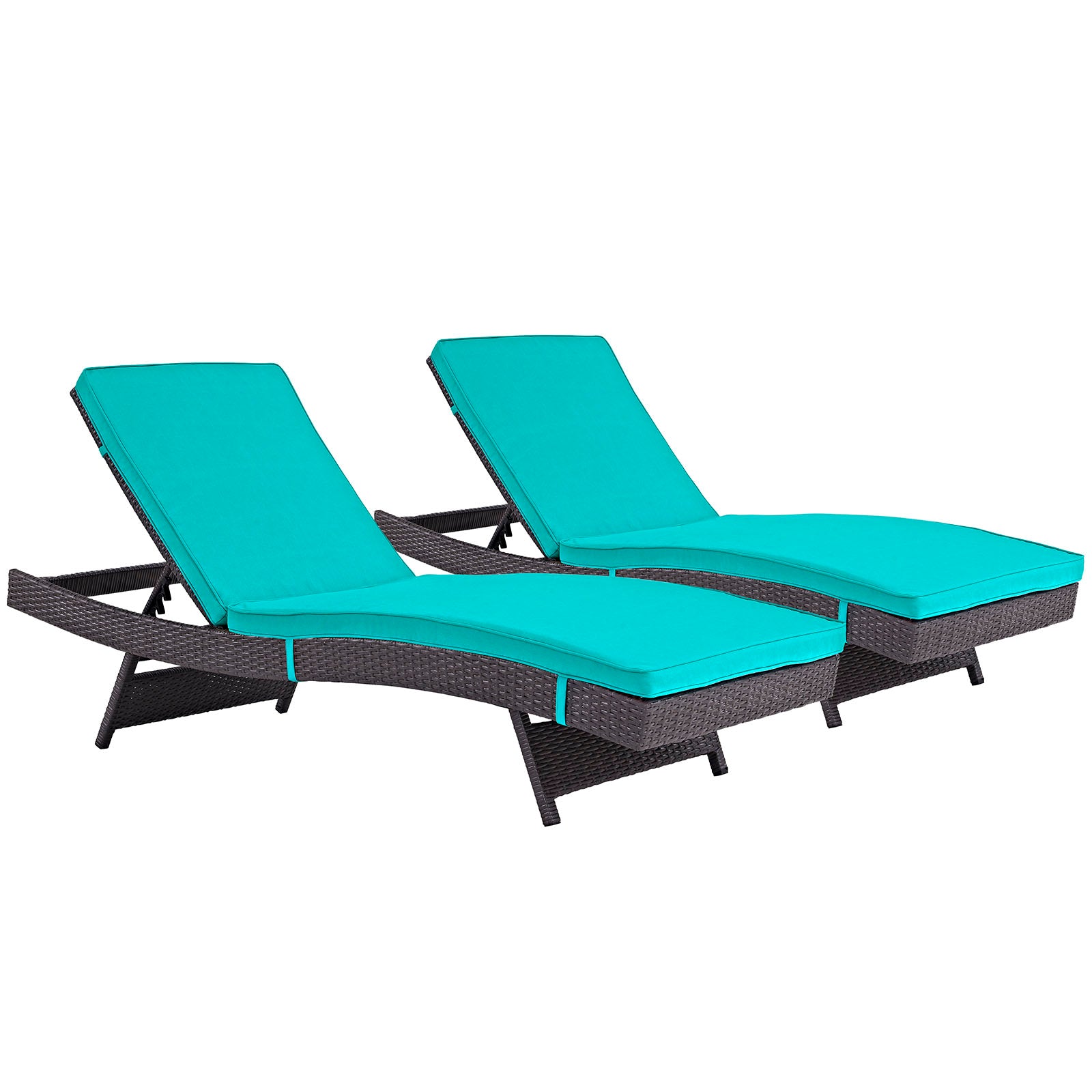 Modway Outdoor Loungers - Convene Chaise Outdoor Patio Set of 2 Espresso Turquoise