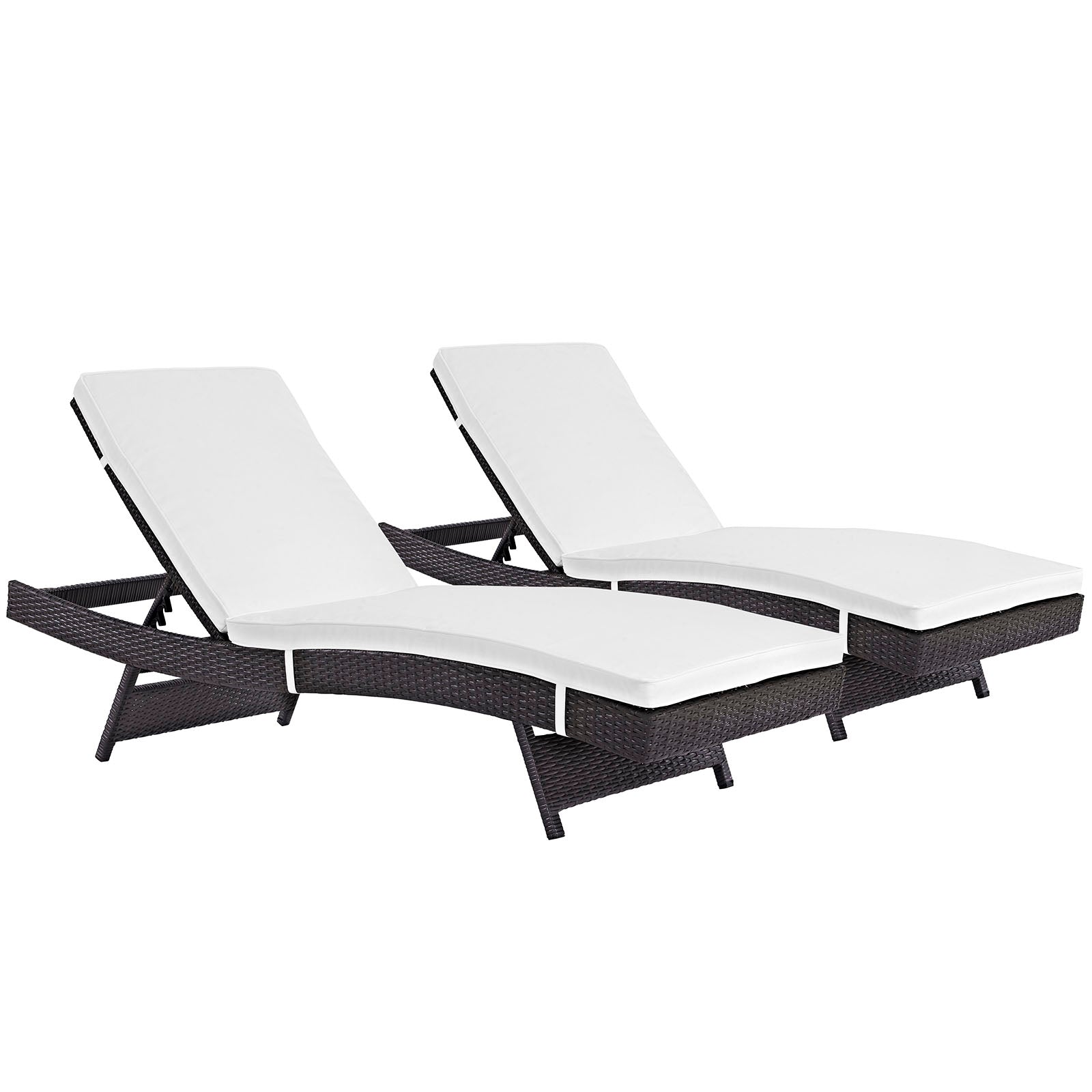 Modway Outdoor Loungers - Convene Chaise Outdoor Patio Set Espresso & White (Set of 2)