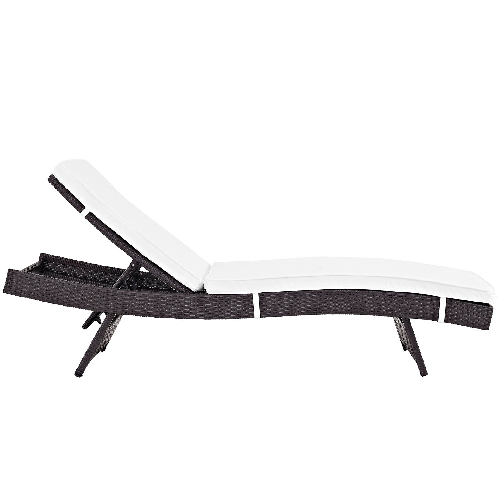 Modway Outdoor Loungers - Convene Chaise Outdoor Patio Set Espresso & White (Set of 2)