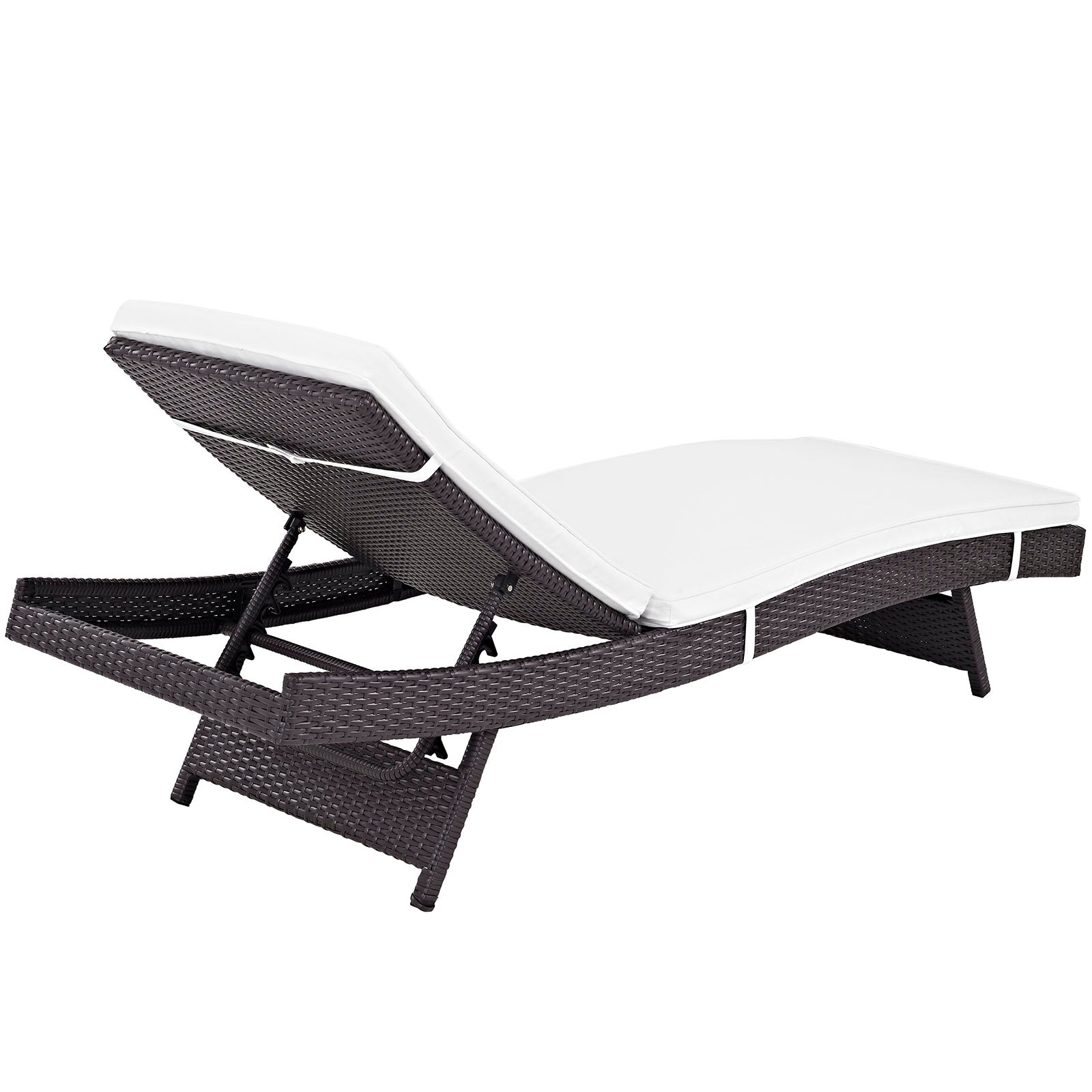 Modway Outdoor Loungers - Convene Chaise Outdoor Patio Set Espresso & White (Set of 2)