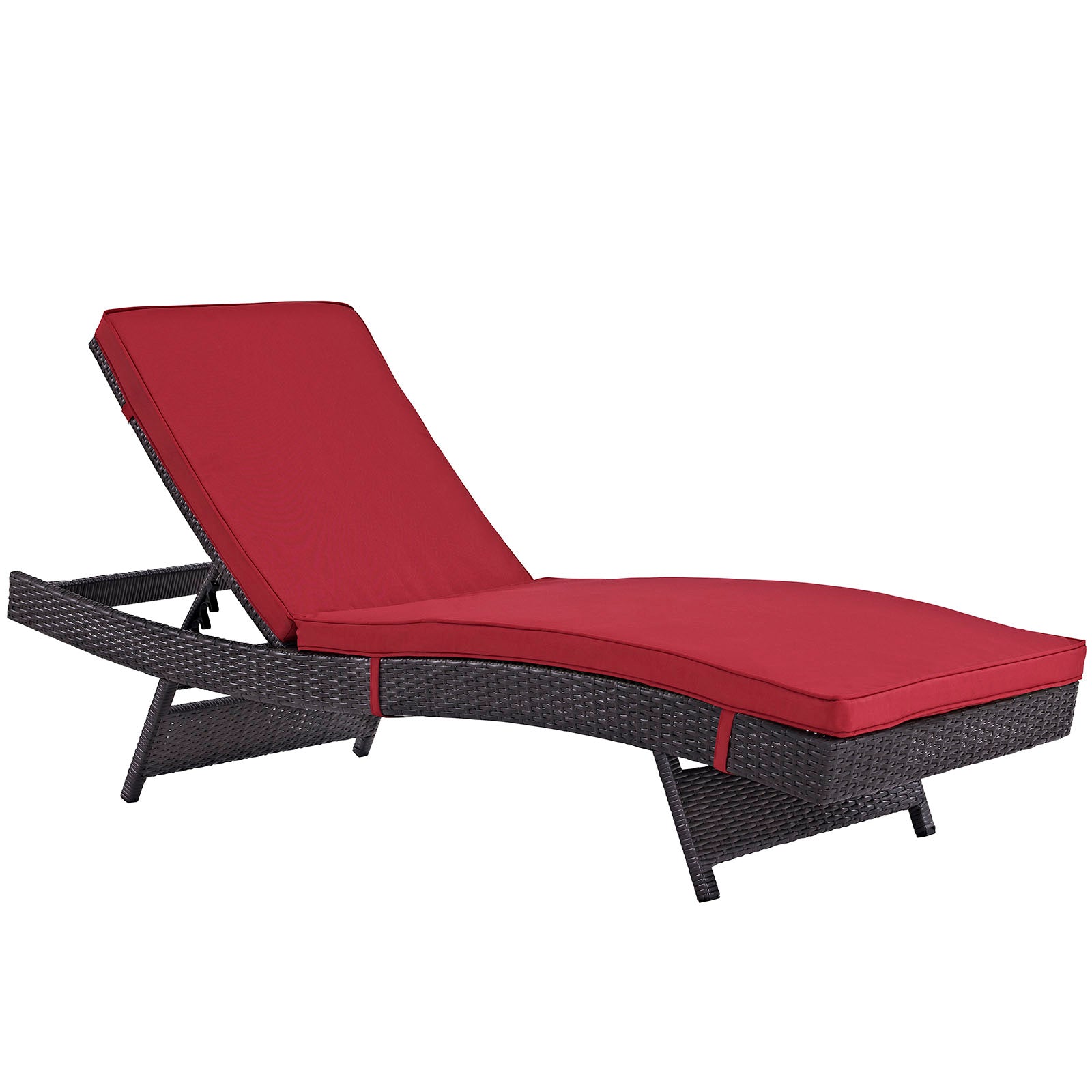 Modway Outdoor Loungers - Convene Chaise Outdoor Patio Set of 4 Espresso Red