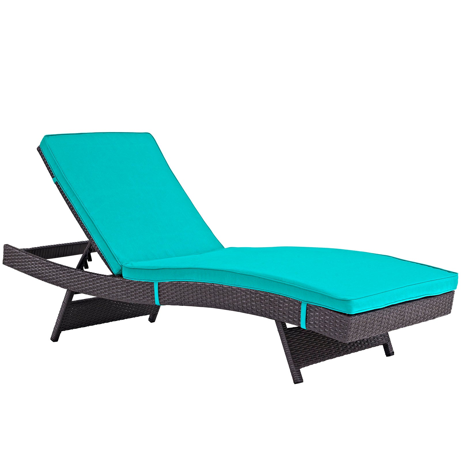 Modway Outdoor Loungers - Convene Chaise Outdoor Patio Set of 4 Espresso Turquoise