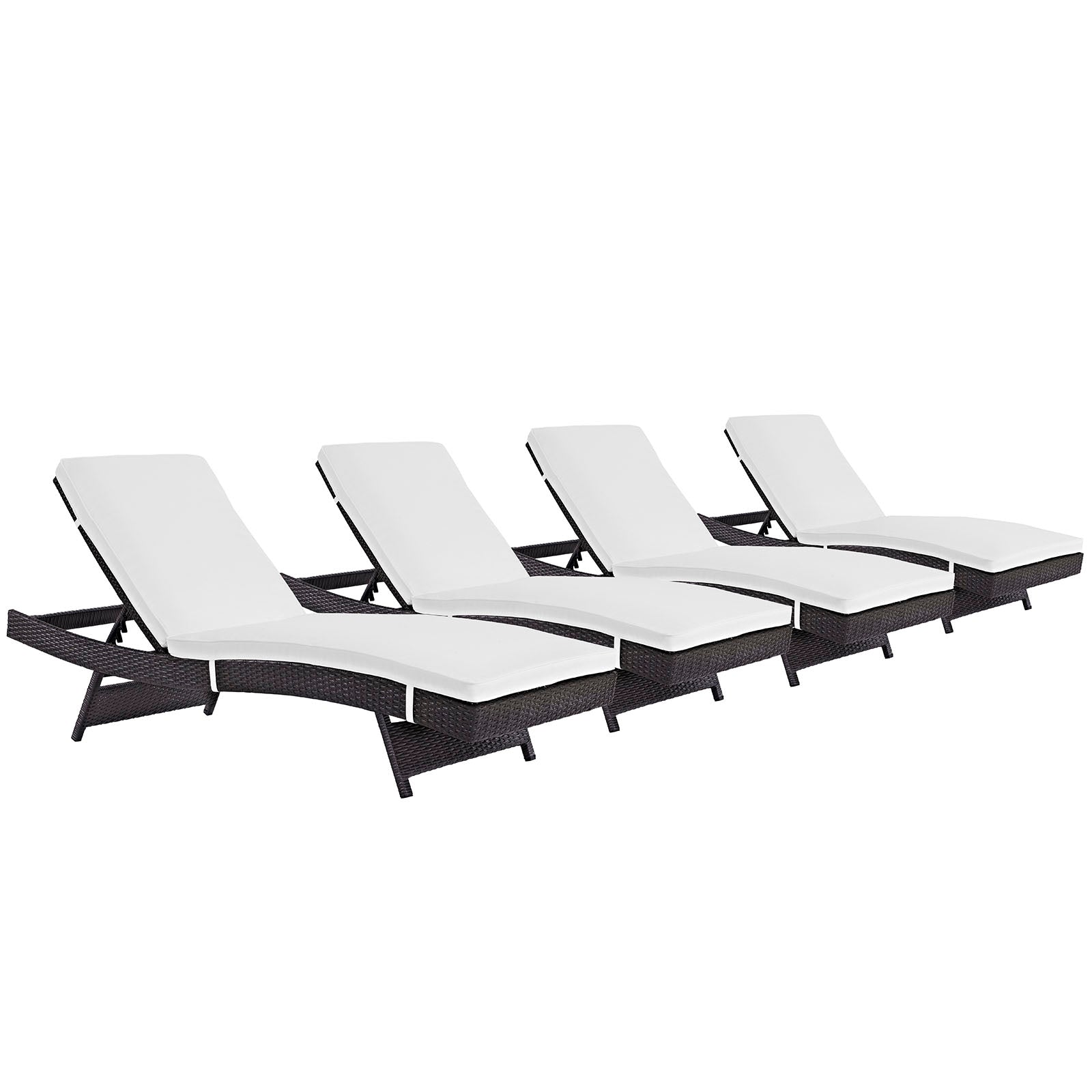 Modway Outdoor Loungers - Convene Chaise Outdoor Patio Espresso & White (Set of 4)