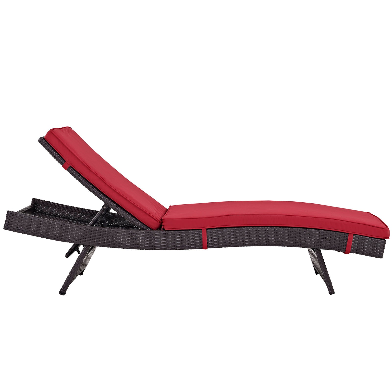 Modway Outdoor Loungers - Convene Chaise Outdoor Patio Set of 6 Espresso Red