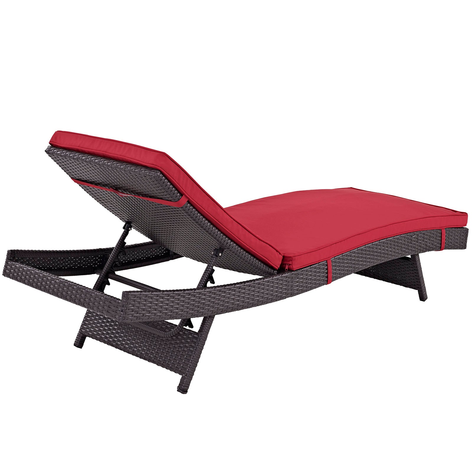 Modway Outdoor Loungers - Convene Chaise Outdoor Patio Set of 6 Espresso Red