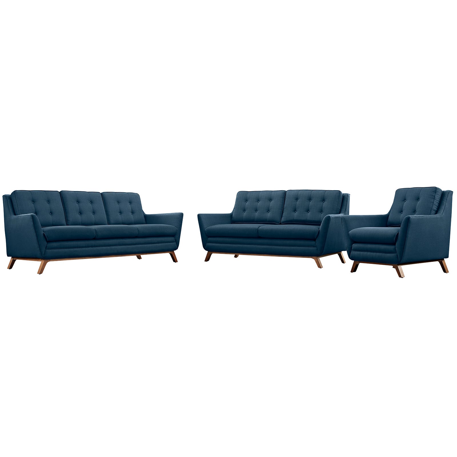Modway Living Room Sets - Beguile Living Room Set Upholstered Fabric Set of 3 Azure