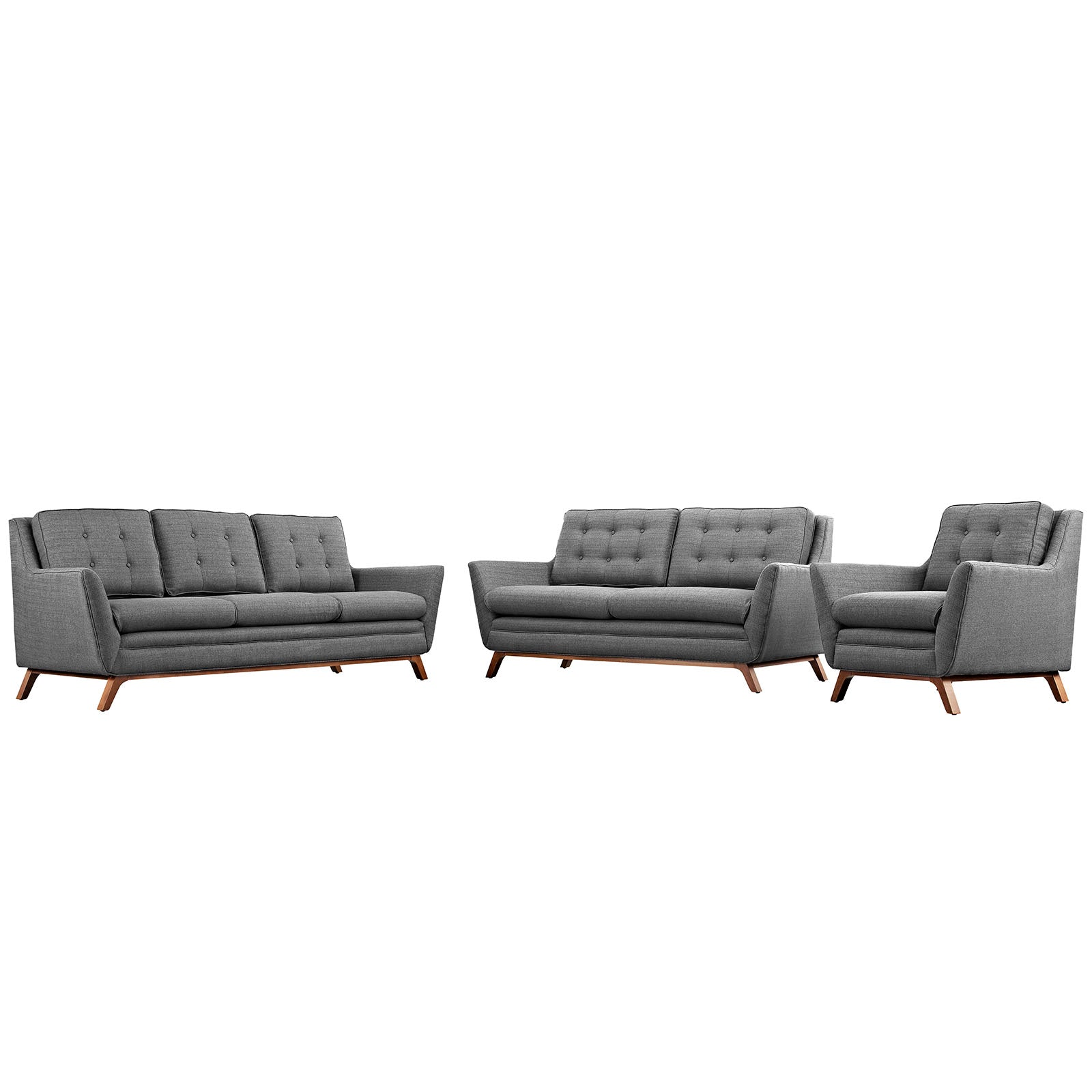 Modway Living Room Sets - Beguile Living Room Set Fabric Set Of 3 Gray