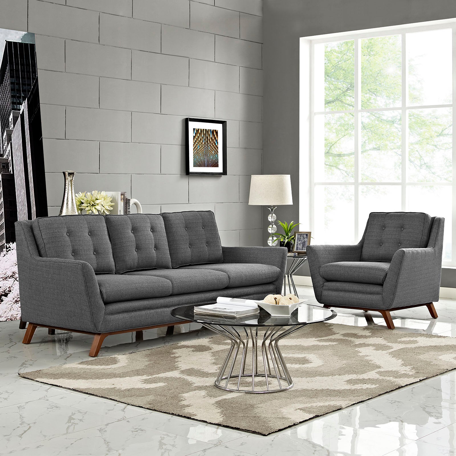 Modway Living Room Sets - Beguile Living Room Set Set Of 2 Gray