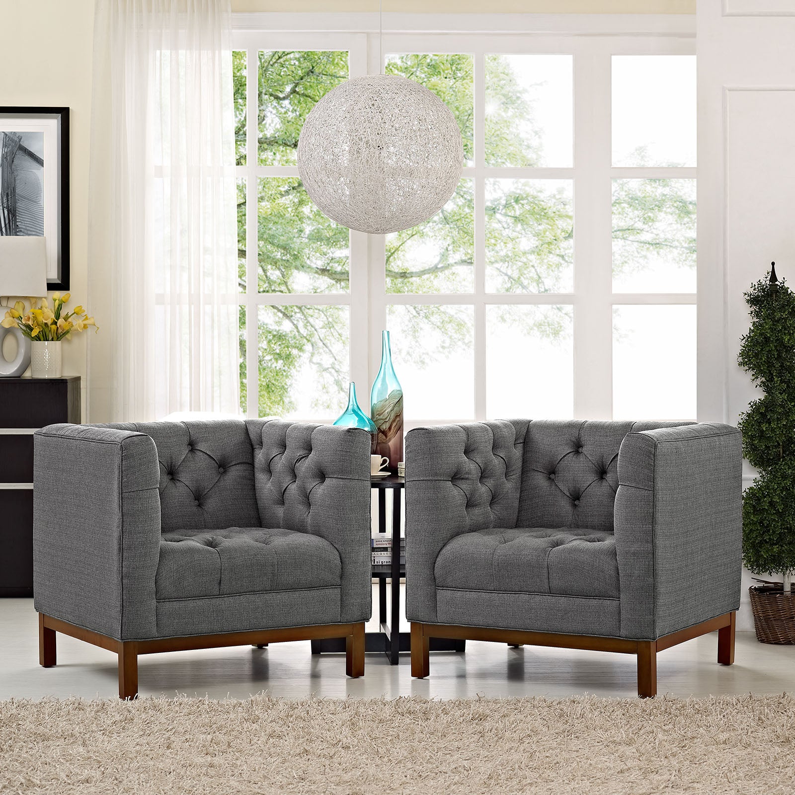 Modway Living Room Sets - Panache Living Room Set Upholstered Fabric Gray ( Set of 2 )
