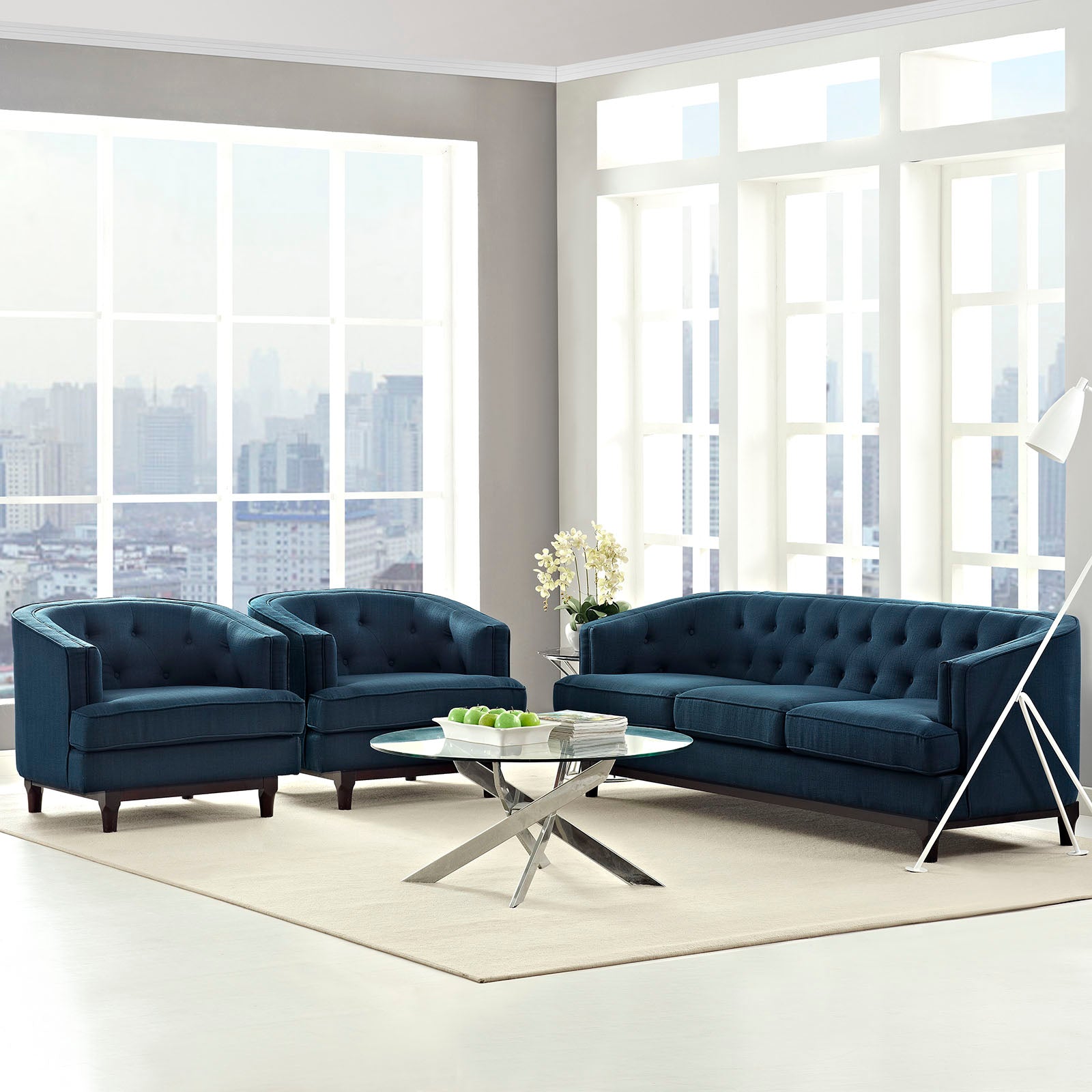 Modway Living Room Sets - Coast Living Room Set Set of 3 Azure