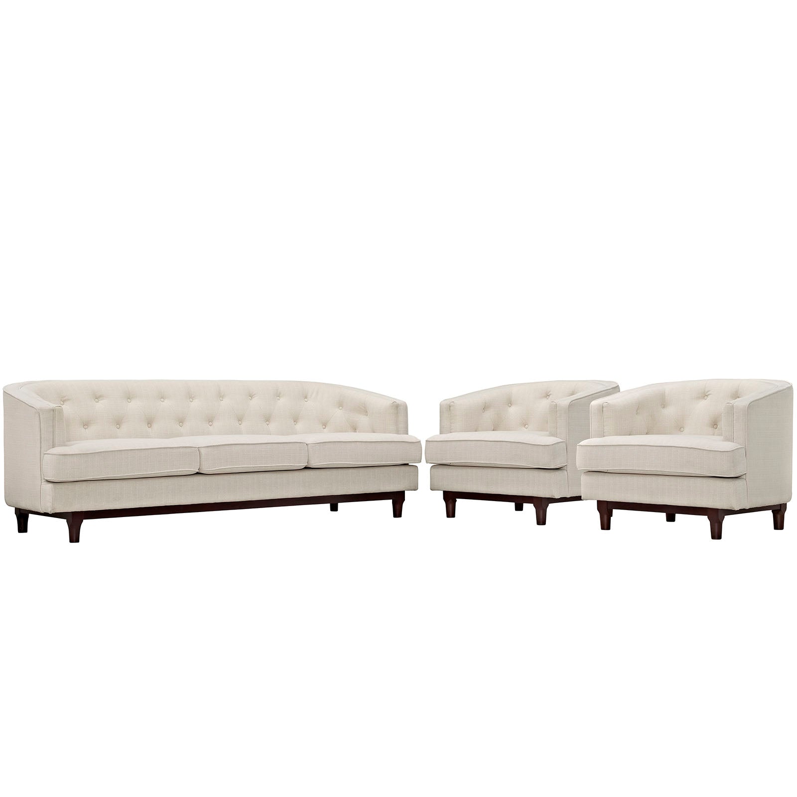 Modway Living Room Sets - Coast Living Room Set ( Set of 3 ) Beige