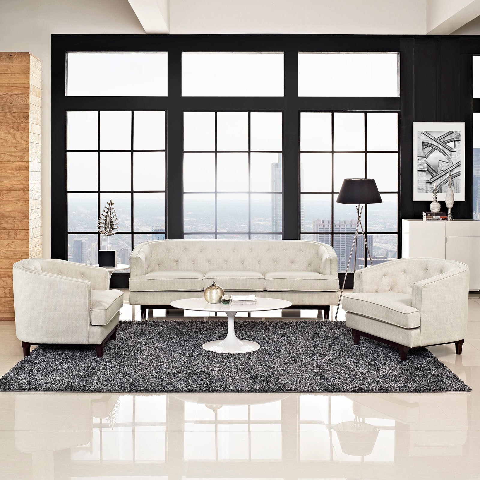 Modway Living Room Sets - Coast Living Room Set ( Set of 3 ) Beige